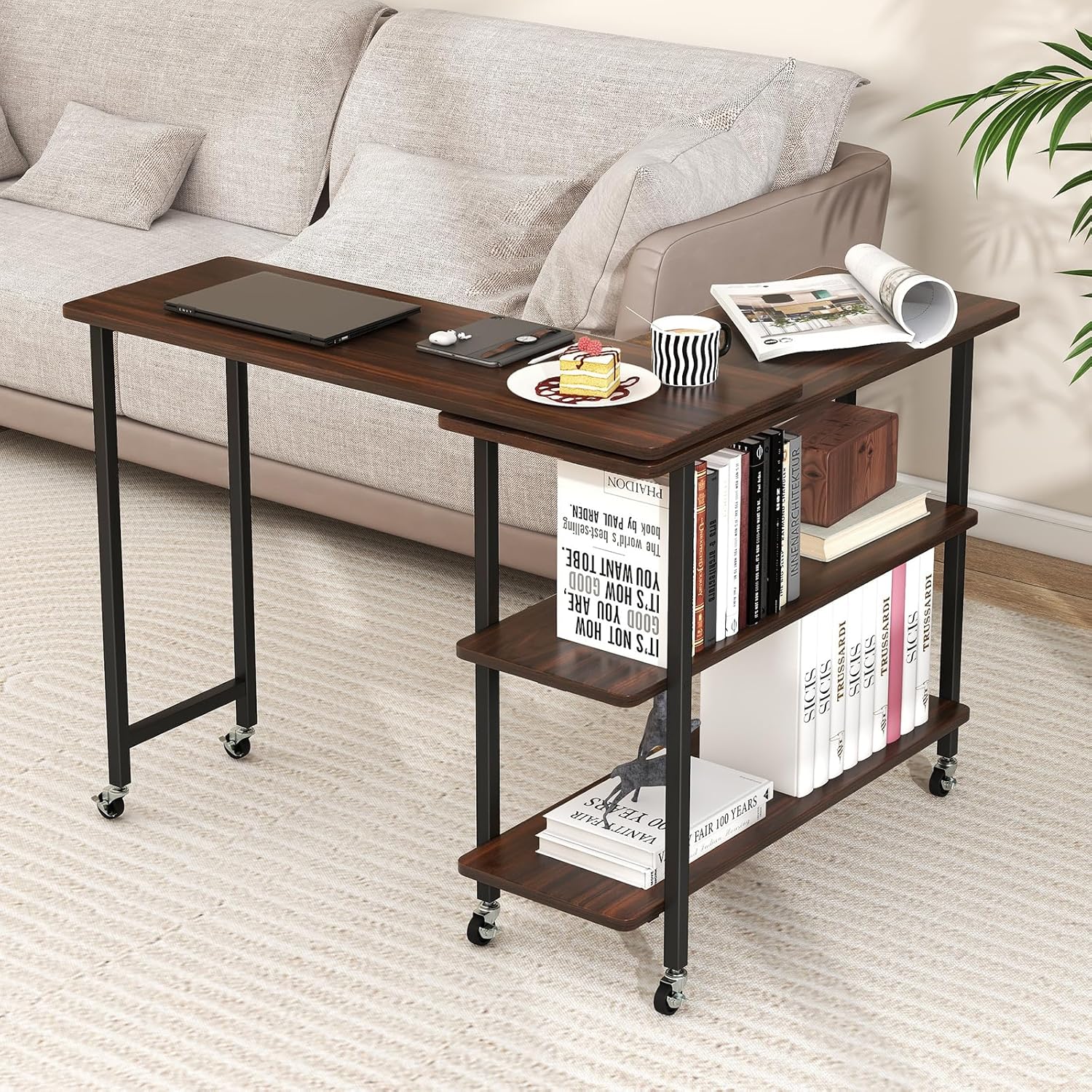 Giantex 360° Free Rotating Sofa Side Table