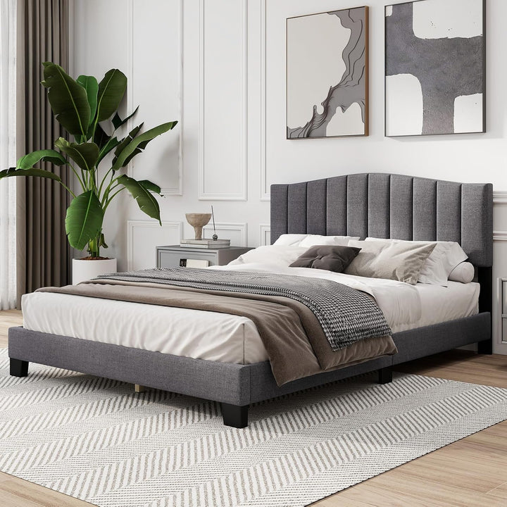 Giantex Queen Bed Framewith Adjustable Arch Tufted Headboard Mattress Foundation