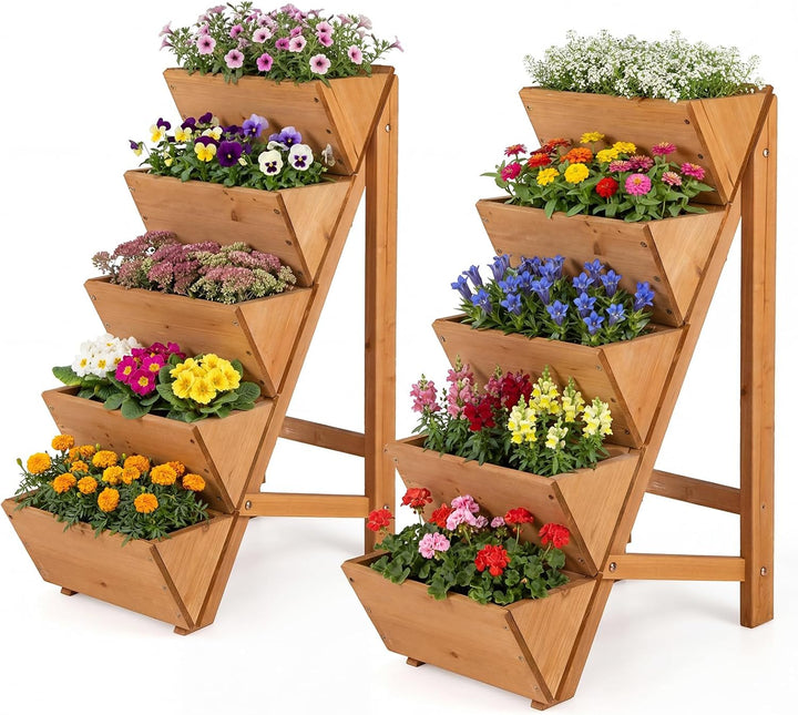 Giantex 5-Tier Wooden Vertical Raised Garden Bed
