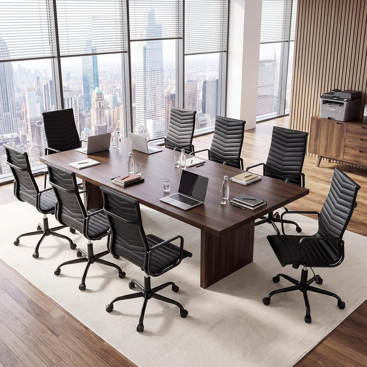 GIANTEX Home Office Chair Ribbed, High-Back PU Leather Desk Chair