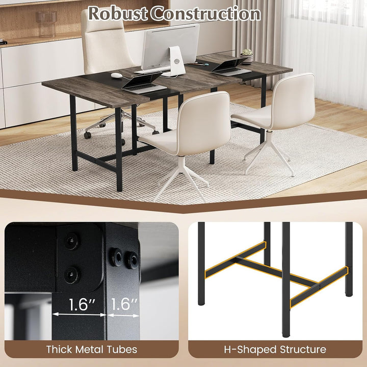 Giantex 39.5" Square Conference Table, Meeting Table for 4 People | Heavy-Duty Metal Frame