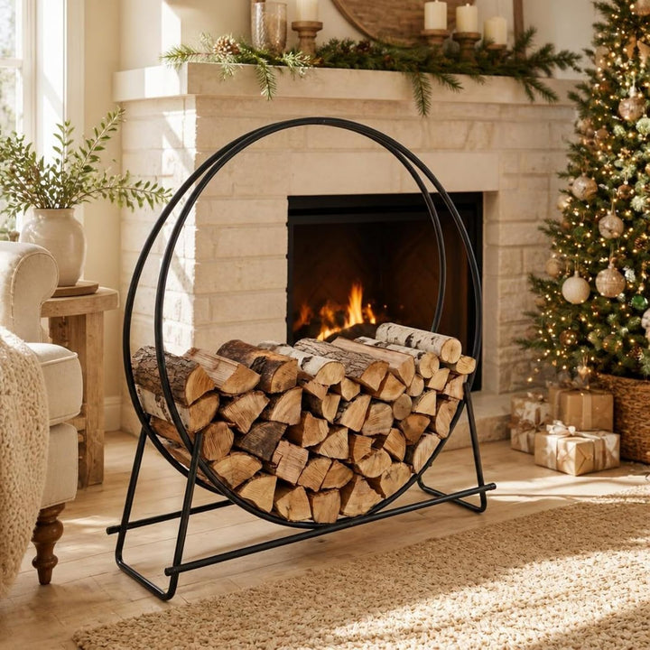 GIANTEX 45" Firewood Rack Outdoor, 485 LBS Heavy-Duty Round Firewood Holder