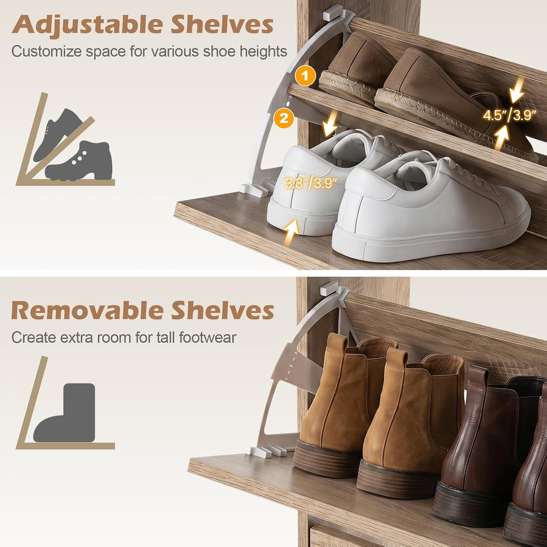 Giantex Narrow Shoe Storage Cabinet with 2 Flip Drawers