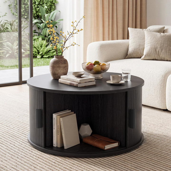 GIANTEX 23.5" Round Coffee Table with Hidden Storage
