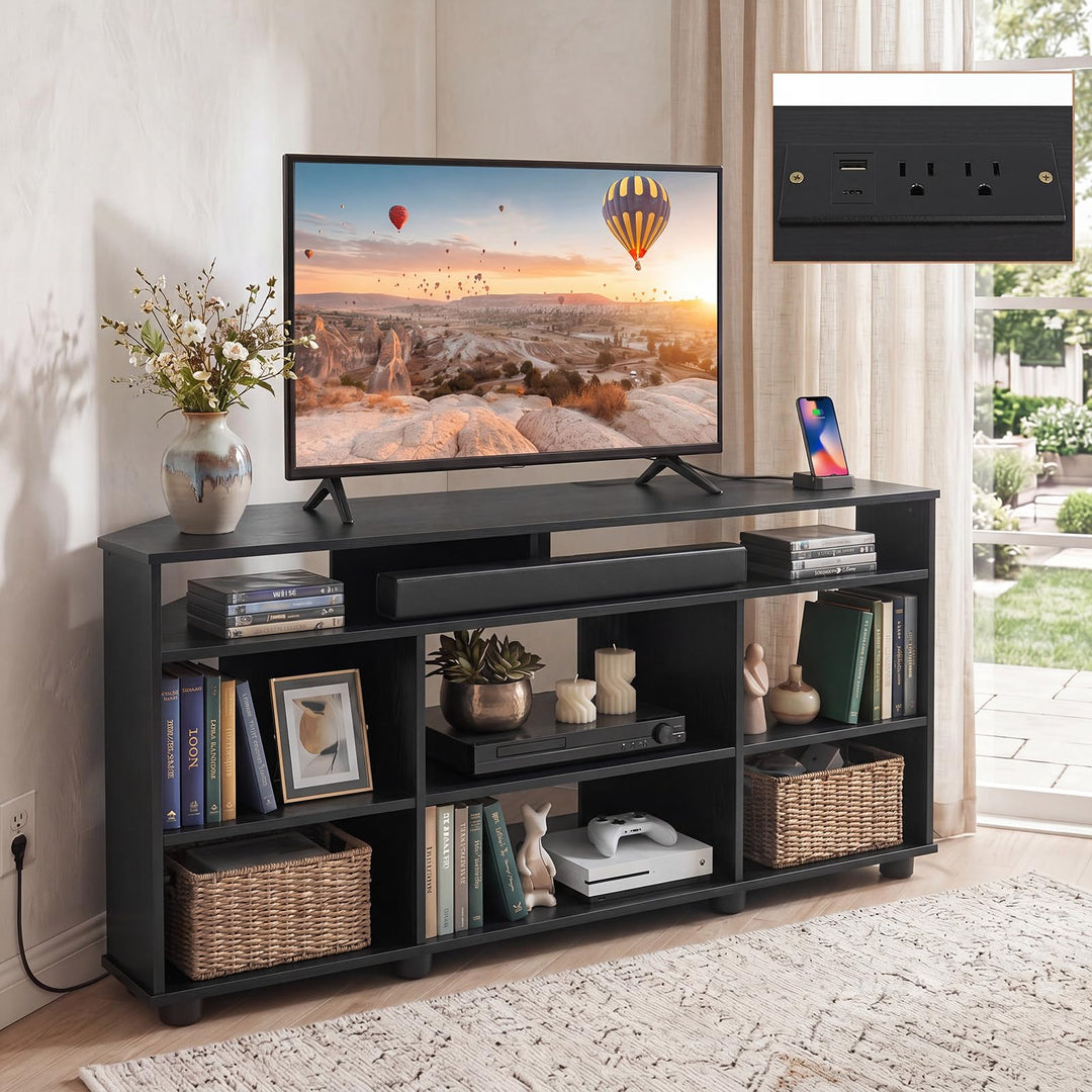 GIANTEX 4-Tier Corner TV Stand for 55 inch TV with Power Outlets