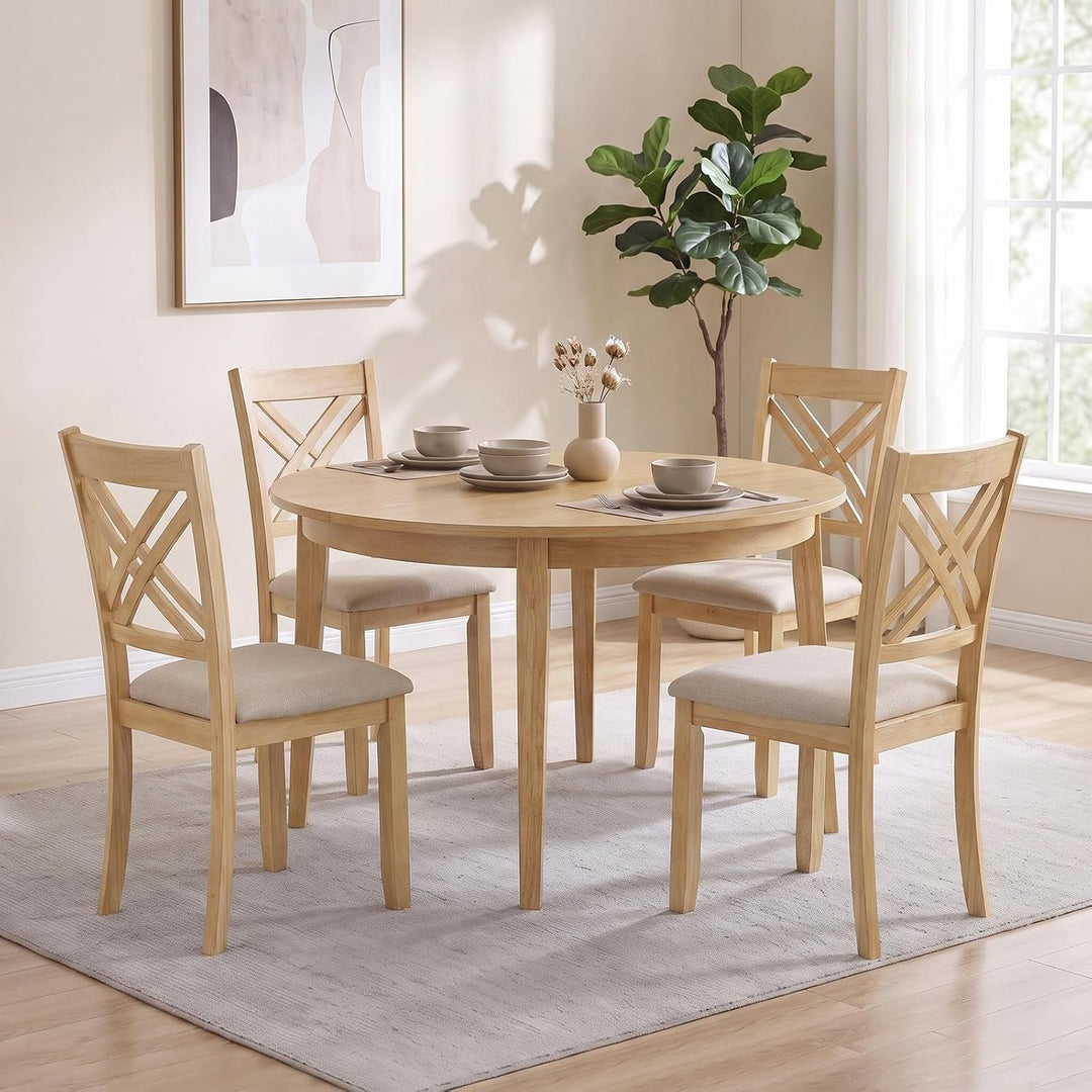 GIANTEX Wood Dining Chairs Farmhouse X-Back Kitchen Chairs