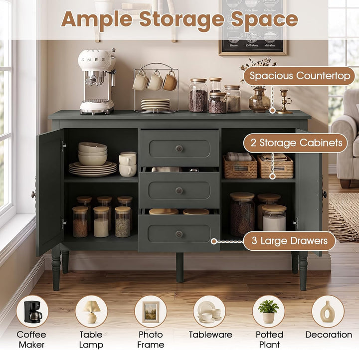 GIANTEX 47" Buffet Cabinet with Storage  3-Drawer Sideboard Cabinet