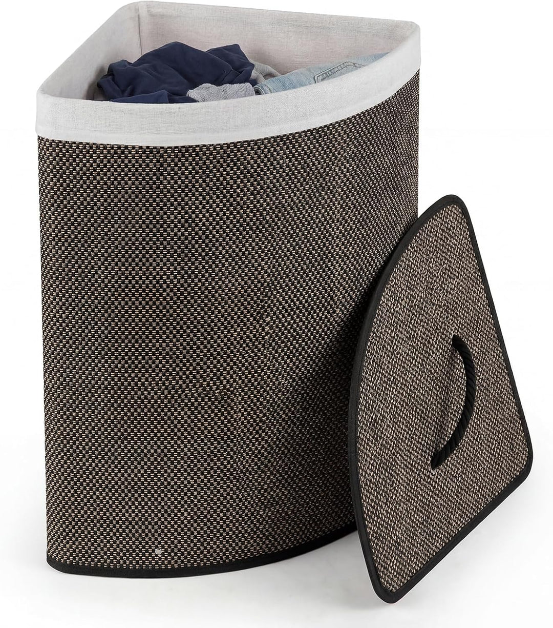 Giantex 15 Gal Bamboo Corner Laundry Hamper with Lid