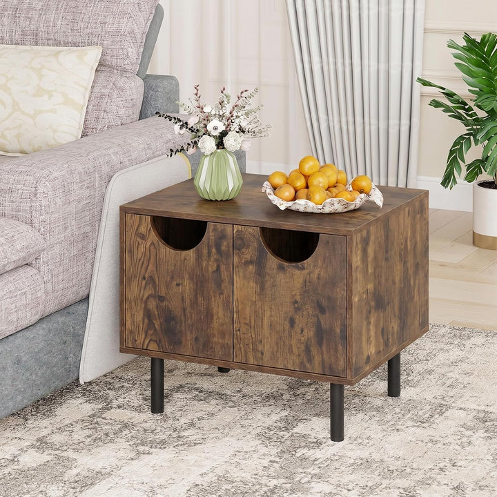 GIANTEX Nesting Coffee Table Set of 2 Modern Center Tables with Cabinet