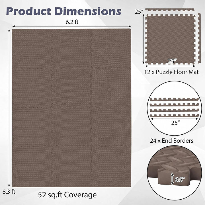 GIANTEX Interlocking Foam Tiles, EVA Foam Mats | 1/2 Inch Thick Puzzle Floor Tiles with Border Edge