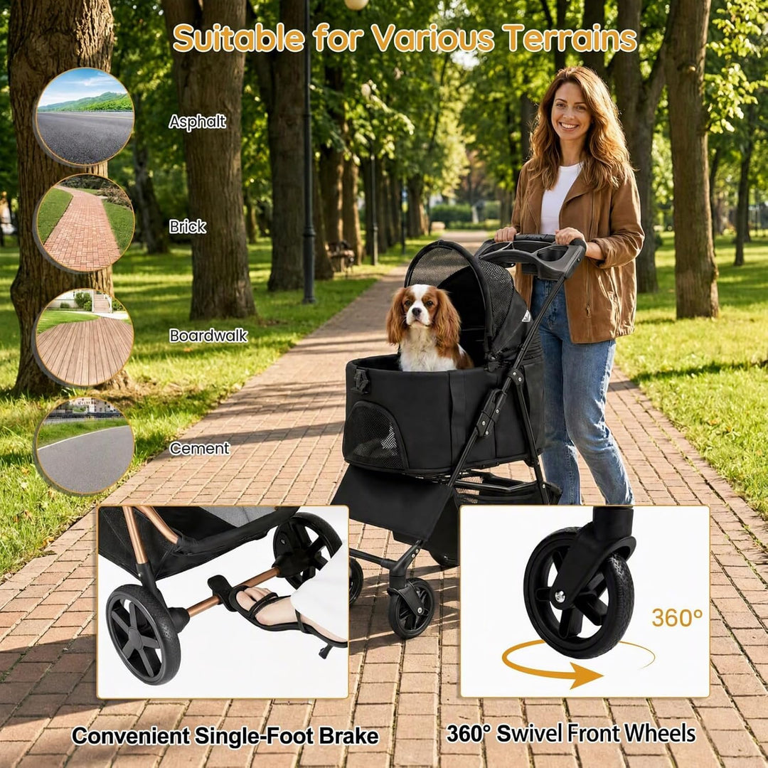 GIANTEX Dog Stroller for Small Dogs &amp; Cats with Detachable Carrier