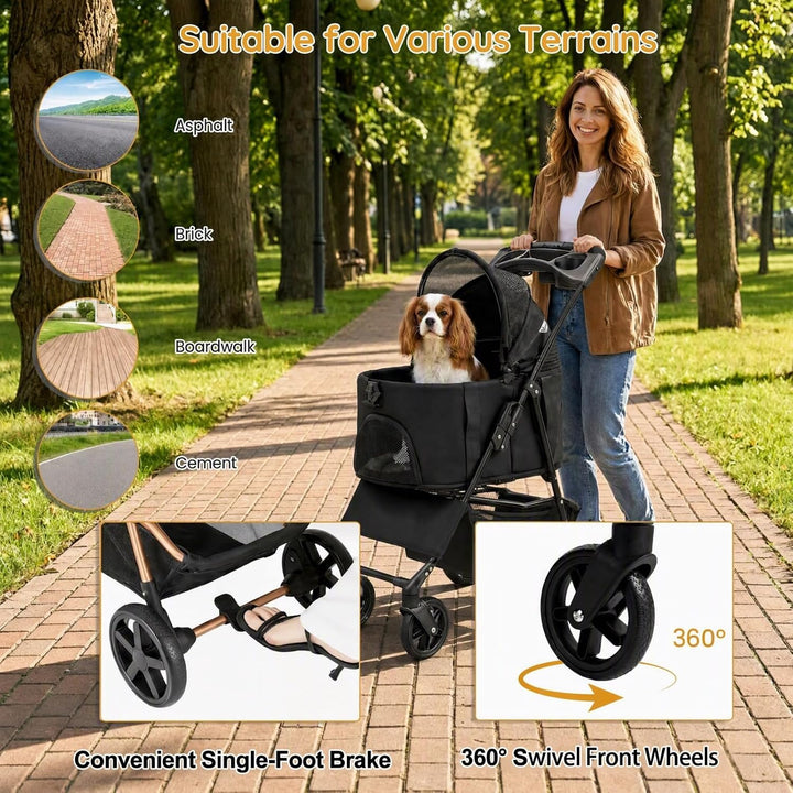 GIANTEX Dog Stroller for Small Dogs &amp; Cats with Detachable Carrier