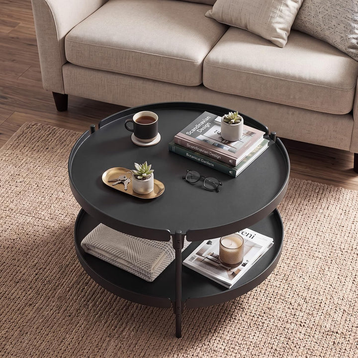 GIANTEX Small Round Coffee Table 24" Center Table with Storage
