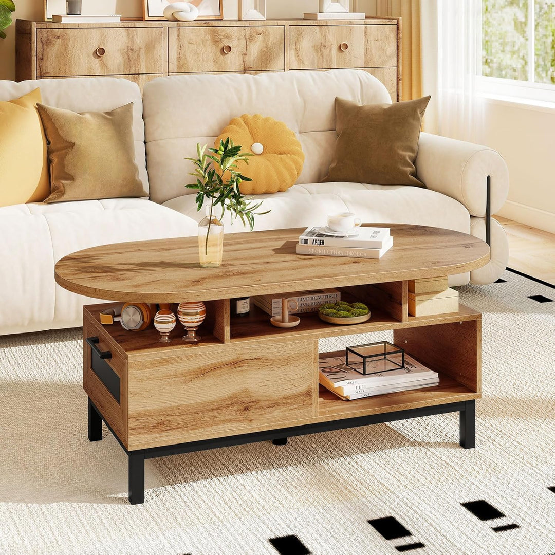 Giantex 47" Oval Coffee Table Cocktail Accent Center Table with Storage