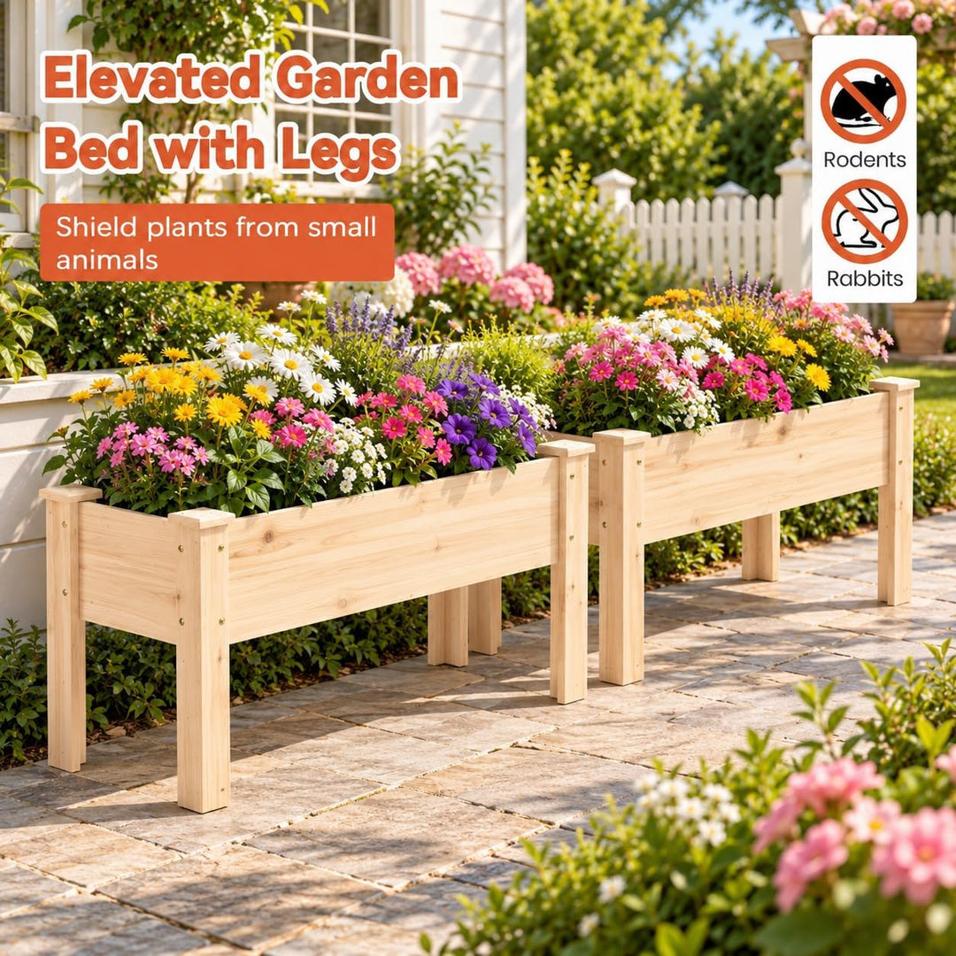 GIANTEX 47" Raised Garden Bed with Legs Elevated Fir Wood Planter