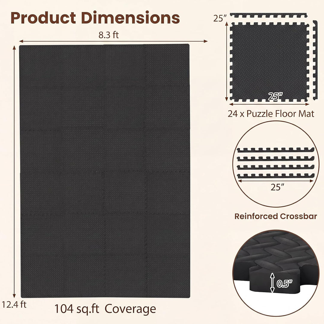 GIANTEX Interlocking Foam Tiles, EVA Foam Mats | 1/2 Inch Thick Puzzle Floor Tiles with Border Edge