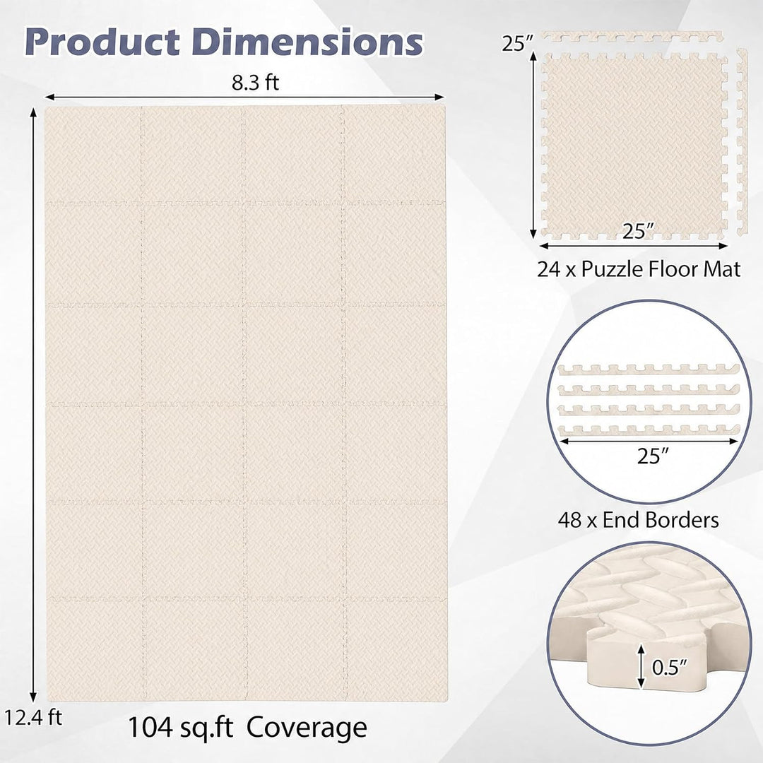 GIANTEX Interlocking Foam Tiles, EVA Foam Mats | 1/2 Inch Thick Puzzle Floor Tiles with Border Edge
