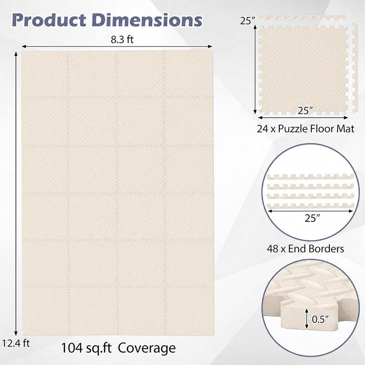 GIANTEX Interlocking Foam Tiles, EVA Foam Mats | 1/2 Inch Thick Puzzle Floor Tiles with Border Edge