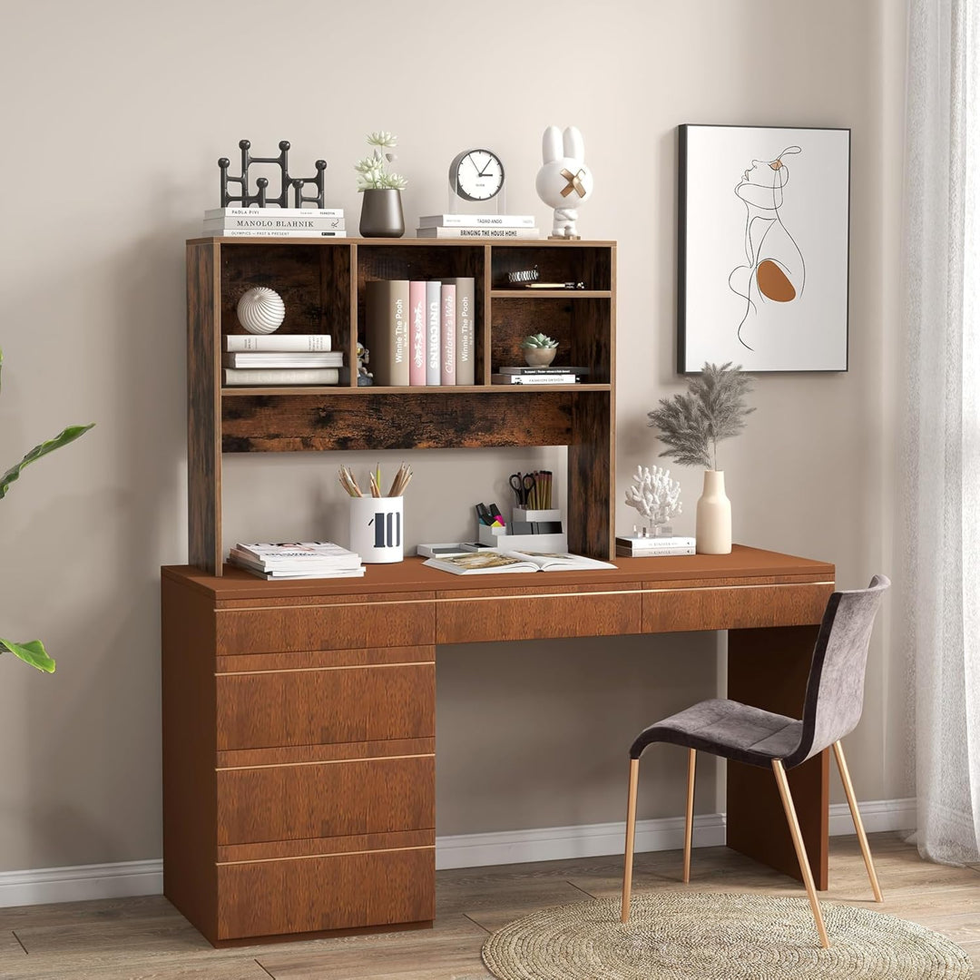 Countertop Storage Hutch with 4 Shelves for Computer Desk