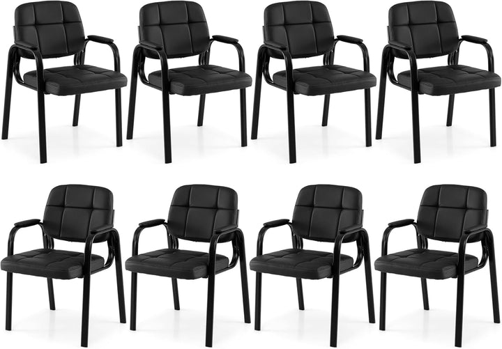 Giantex Leather Office Reception Chairs with Padded Armrests