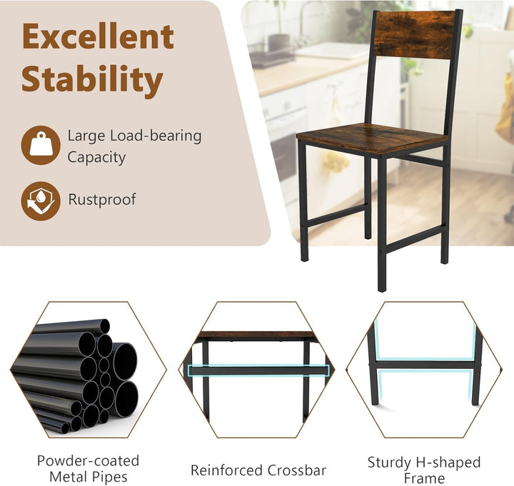 Giantex Dining Chairs Set, Industrial Kitchen Chairs with Metal Legs, Slanted Back