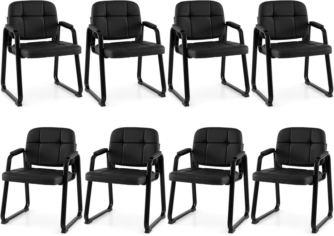 Giantex Waiting Room Leather Office Reception Chairs with Padded Armrests