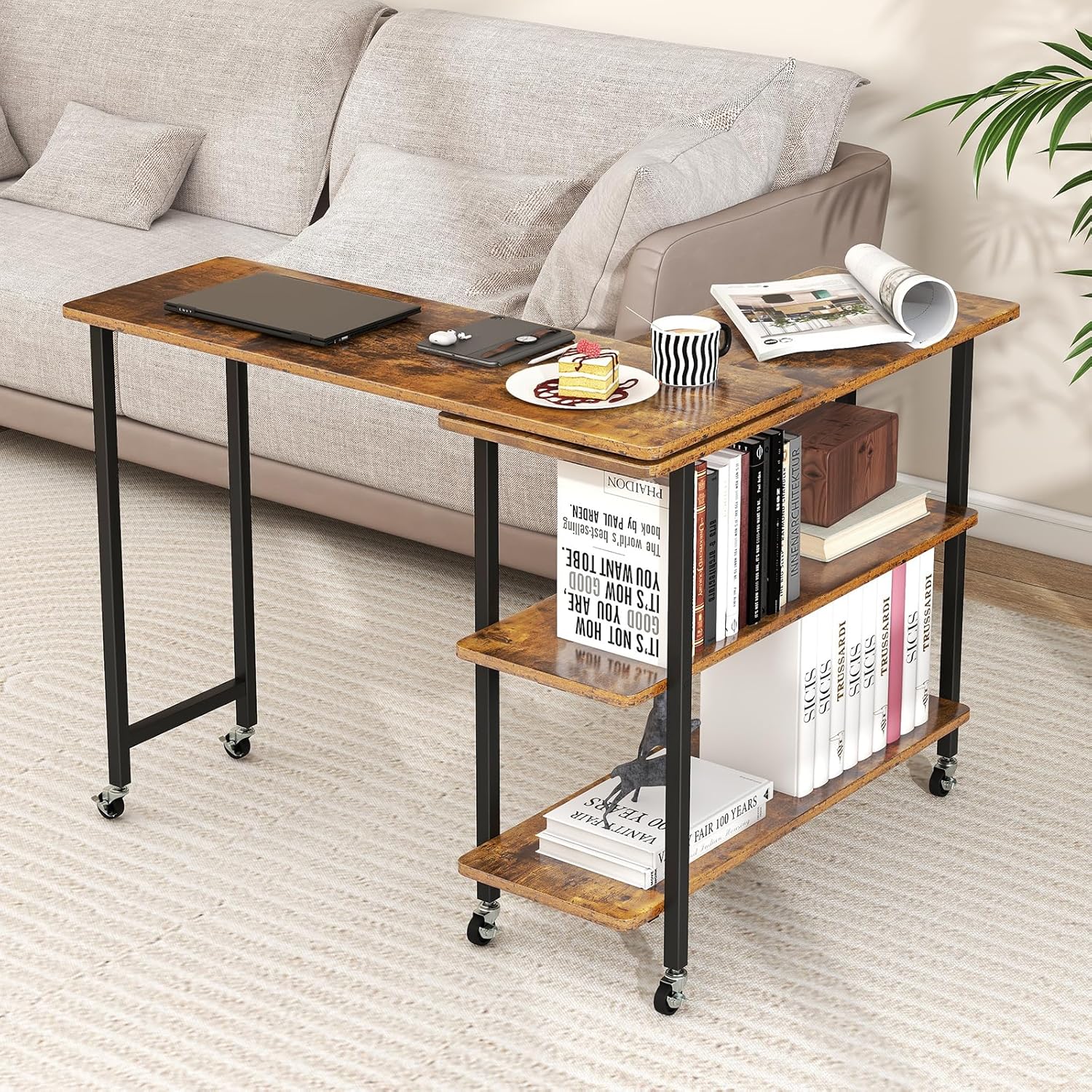 Giantex 360° Free Rotating Sofa Side Table