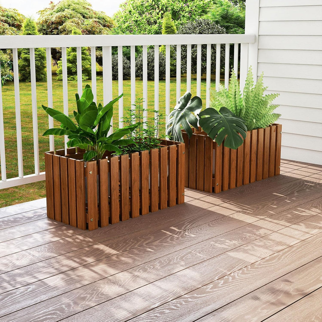 Giantex Slat Style Planter Box Wood Raised Garden Bed for Growing Vegetables Flowers Herbs