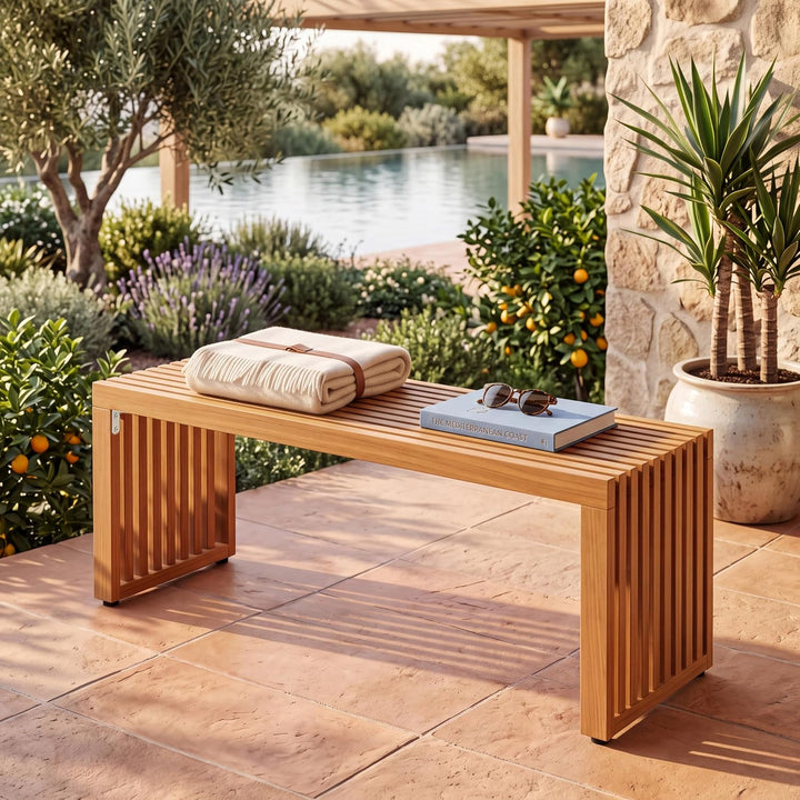 GIANTEX 36" Acacia Wood Outdoor Bench