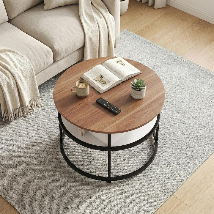 Giantex 31.5" Round Lift Top Coffee Table with Storage and Hidden Compartment