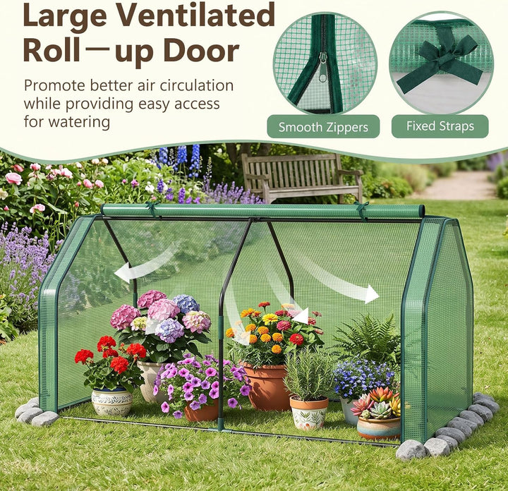 Giantex Mini Portable Greenhouse w/ PE Cover Roll-Up Zipper