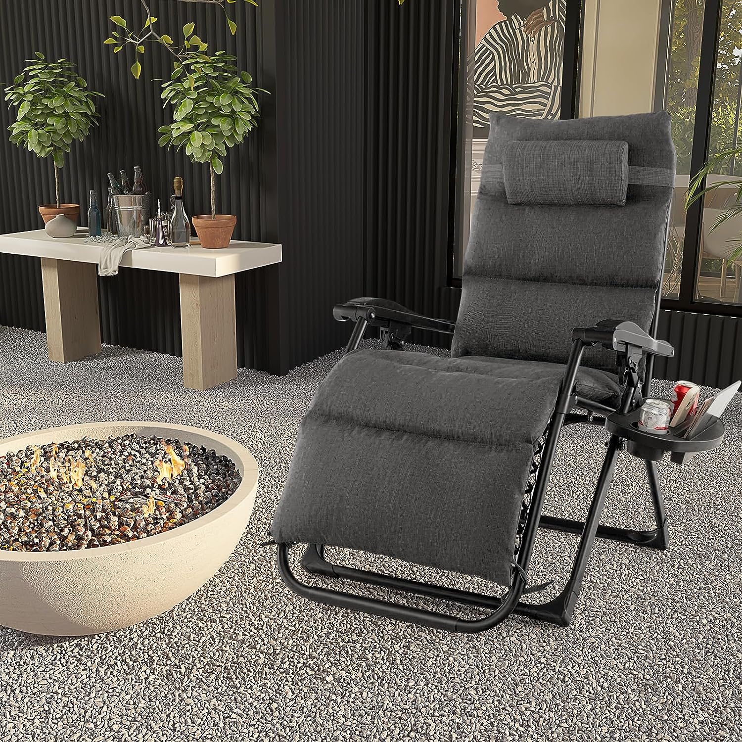 Giantex Zero Gravity Chair with Patio Cushions, Adjustable Folding Reclining Lounge Chair