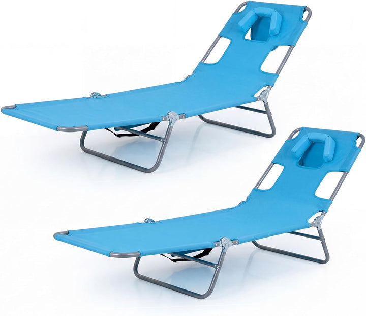 Giantex Folding Tanning Chair with Face Hole &amp; 5-Position Adjustable Backrest (1/2)