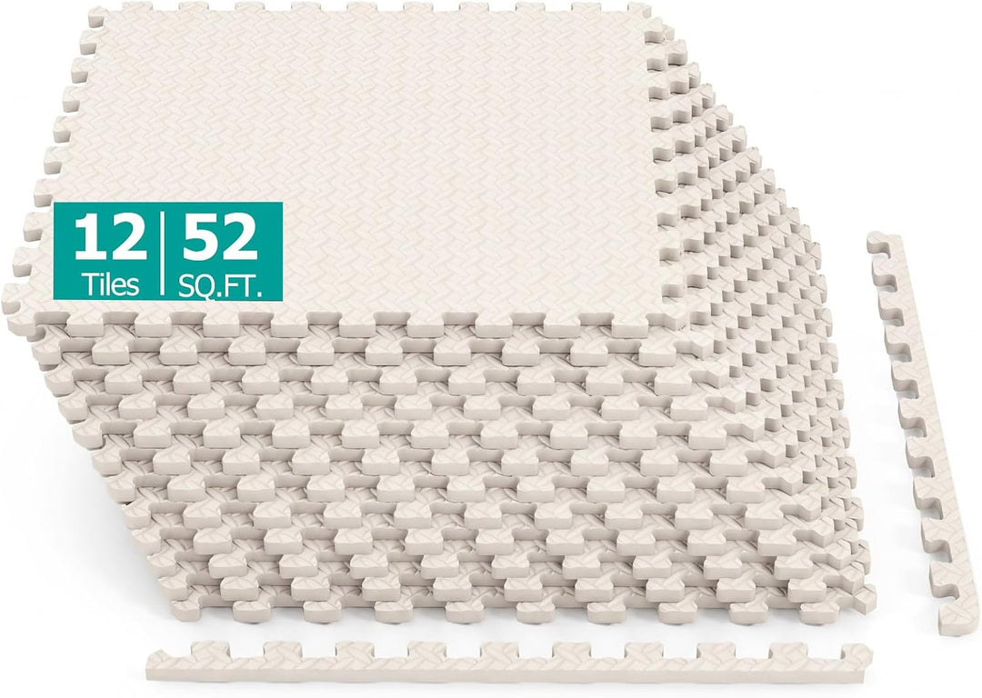 GIANTEX Interlocking Foam Tiles, EVA Foam Mats | 1/2 Inch Thick Puzzle Floor Tiles with Border Edge