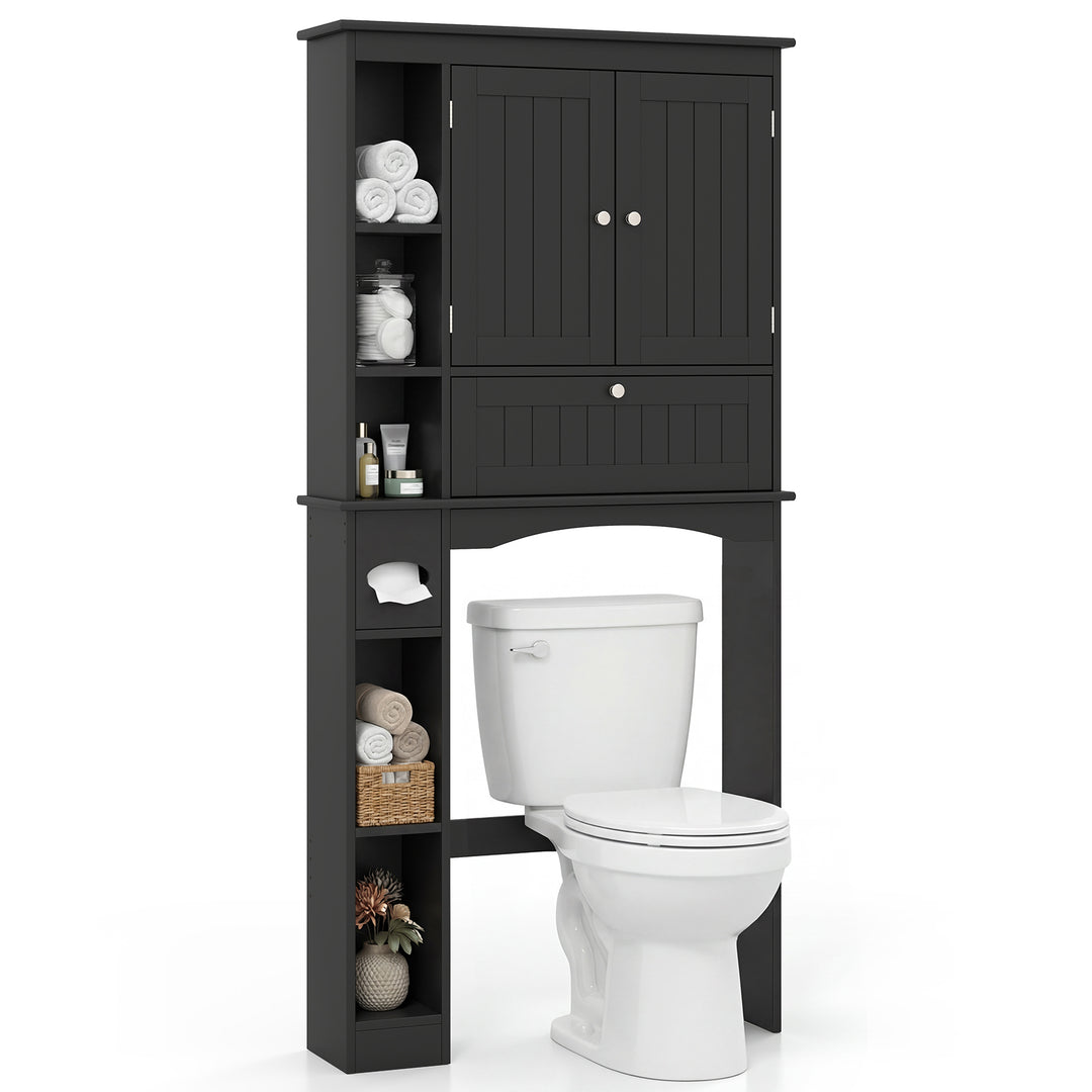 Giantex White Over The Toilet Storage Cabinet Freestanding Bathroom Organizer