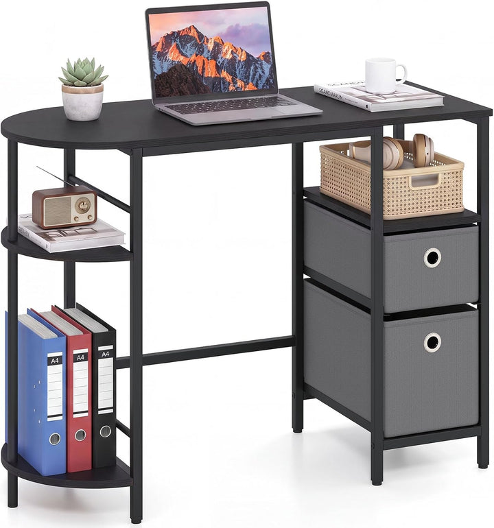 GIANTEX Small Computer Desk with 2 Folding Fabric Drawers