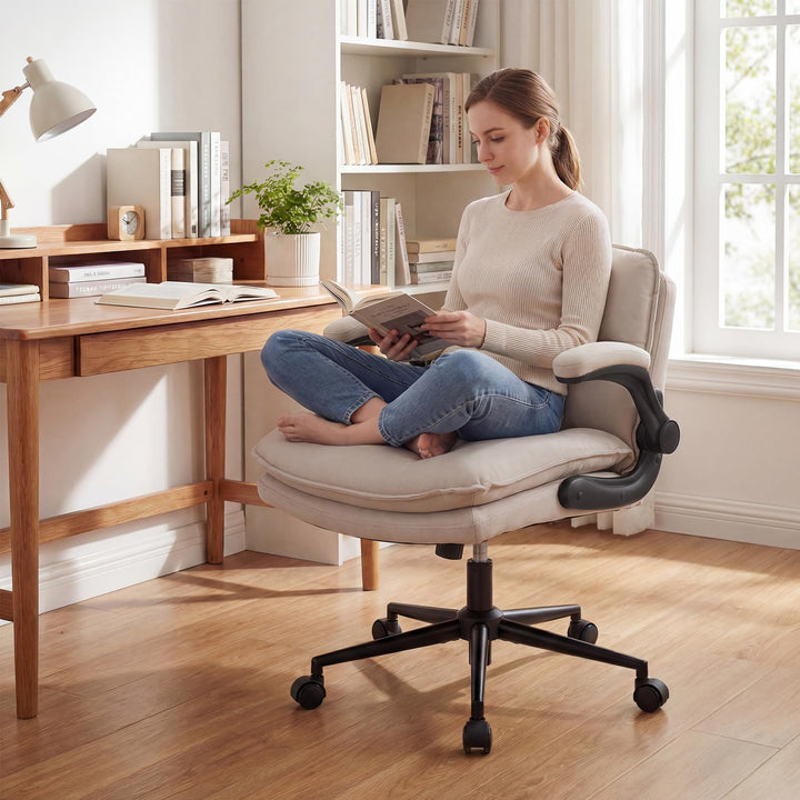 Giantex Criss Cross Chair with Flip-up Arms &amp; Wide Thick Padded Seat