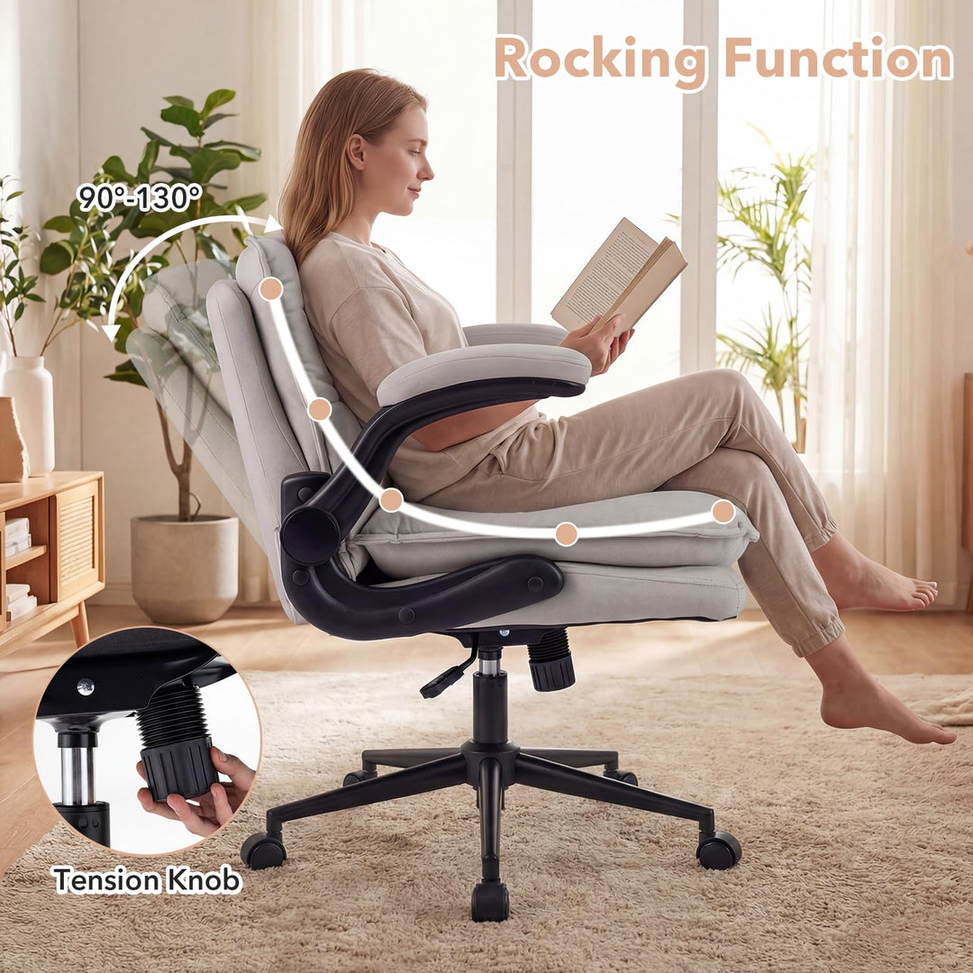 Giantex Criss Cross Chair with Flip-up Arms &amp; Wide Thick Padded Seat