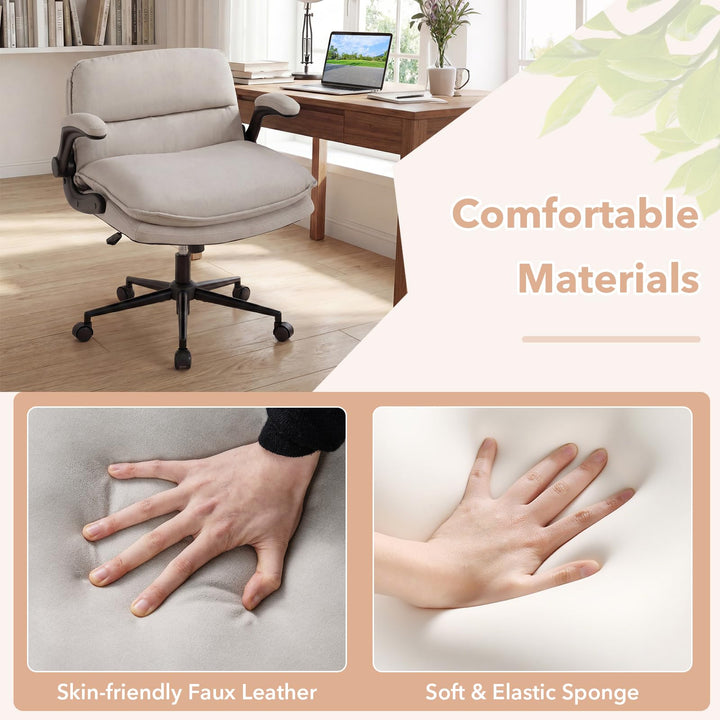 Giantex Criss Cross Chair with Flip-up Arms &amp; Wide Thick Padded Seat
