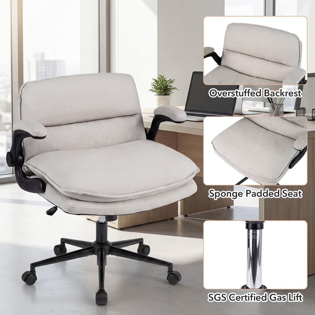 Giantex Criss Cross Chair with Flip-up Arms &amp; Wide Thick Padded Seat