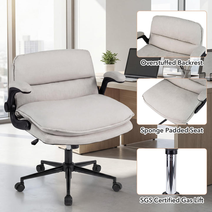 Giantex Criss Cross Chair with Flip-up Arms &amp; Wide Thick Padded Seat