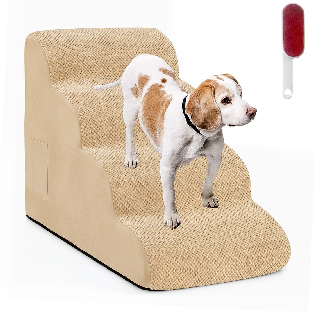 Giantex Dog Ramp Stairs for Bed with 4 Tiers High Density Foam Washable Cover Non-Slip
