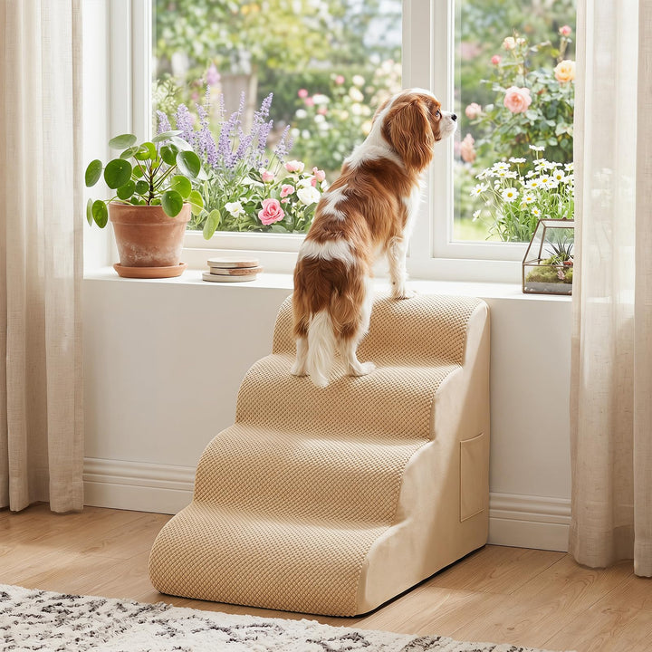 Giantex Dog Ramp Stairs for Bed with 4 Tiers High Density Foam Washable Cover Non-Slip
