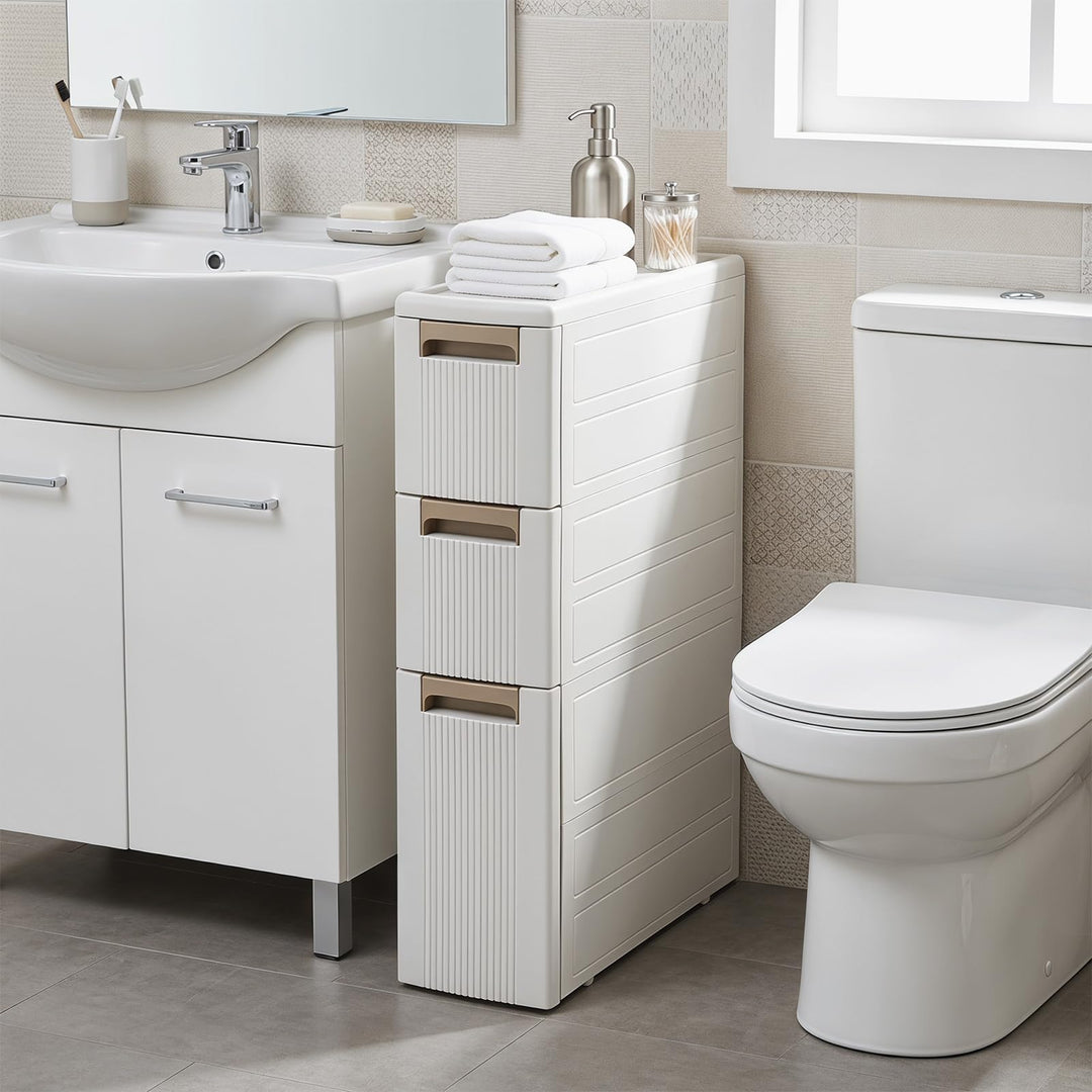 Giantex 3/4-Tier Narrow Storage Cabinet with Wheels for Small Spaces Bathroom Kitchen