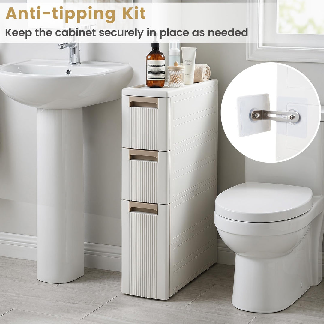 Giantex 3/4-Tier Narrow Storage Cabinet with Wheels for Small Spaces Bathroom Kitchen