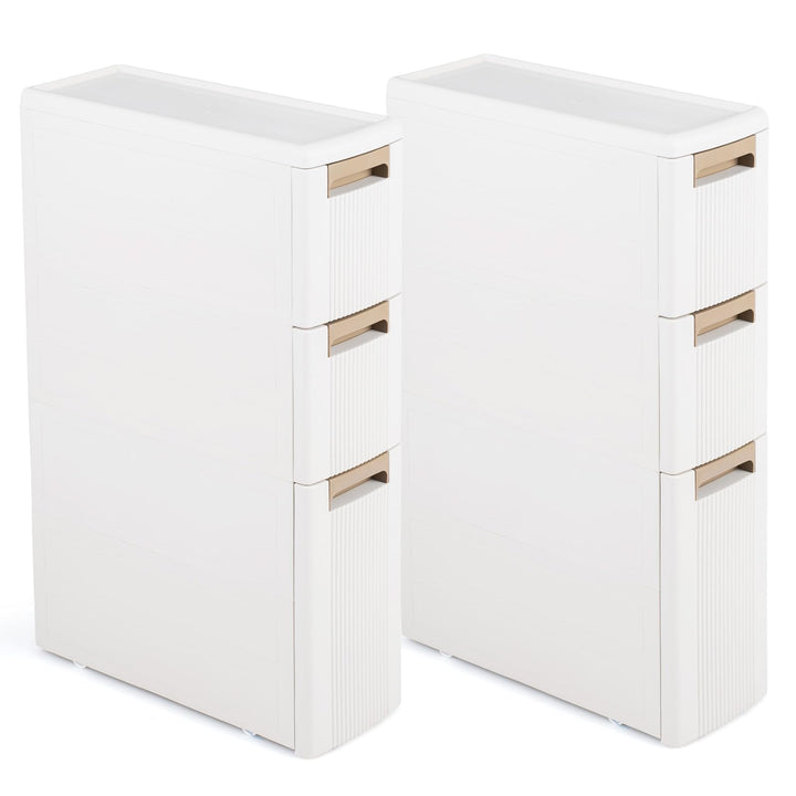 Giantex 3/4-Tier Narrow Storage Cabinet with Wheels for Small Spaces Bathroom Kitchen