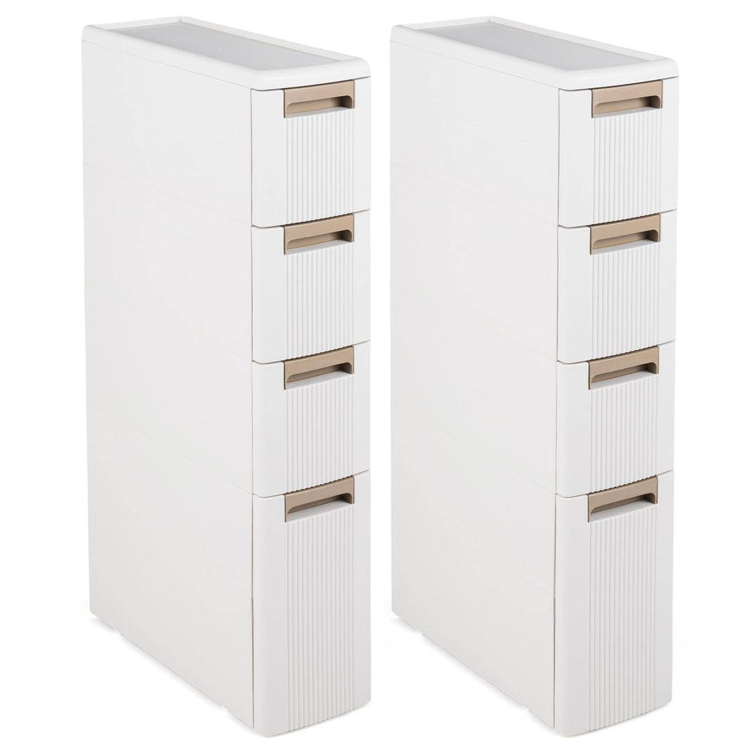 Giantex 3/4-Tier Narrow Storage Cabinet with Wheels for Small Spaces Bathroom Kitchen