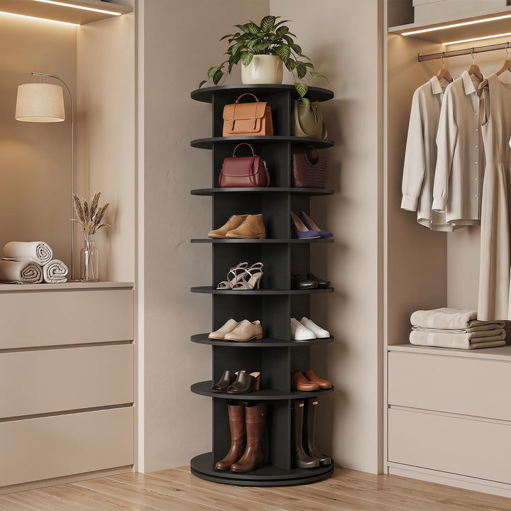 Giantex 7 Tier Rotating Shoe Rack Tower with 28 Cubes