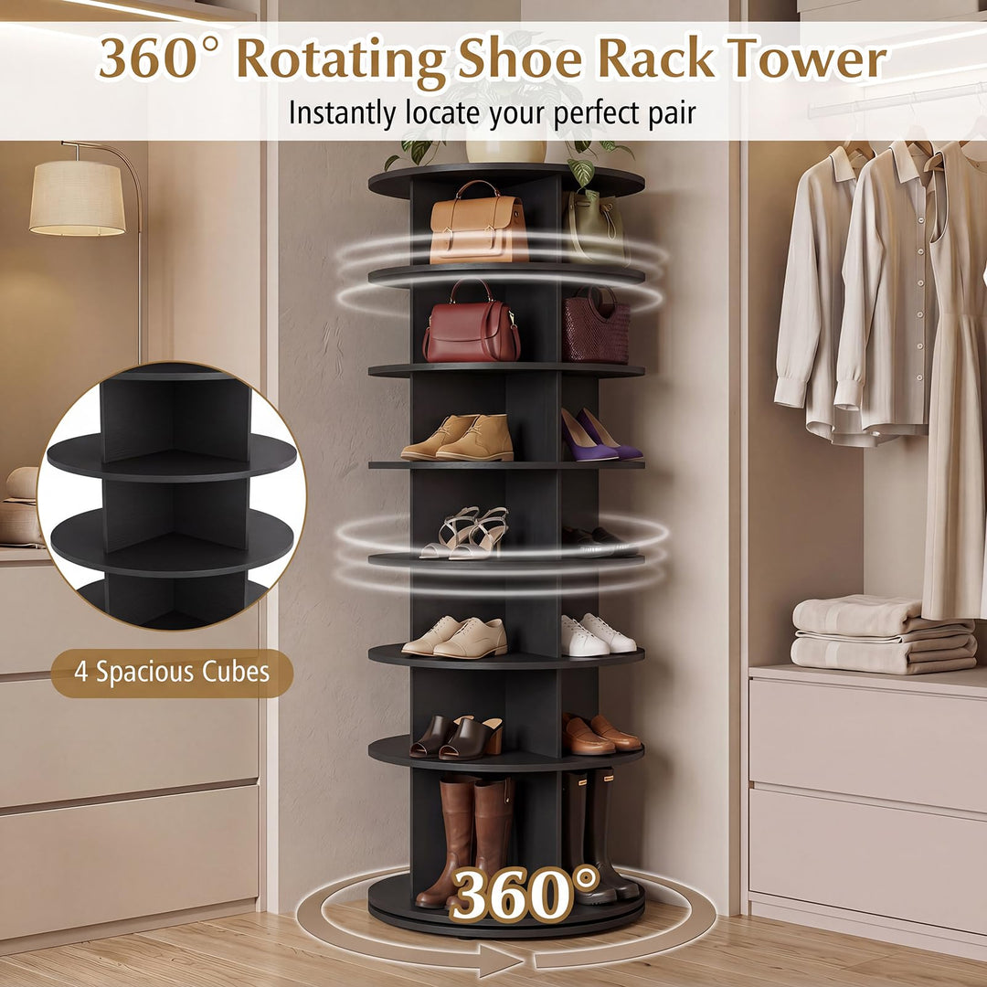 Giantex 7 Tier Rotating Shoe Rack Tower with 28 Cubes