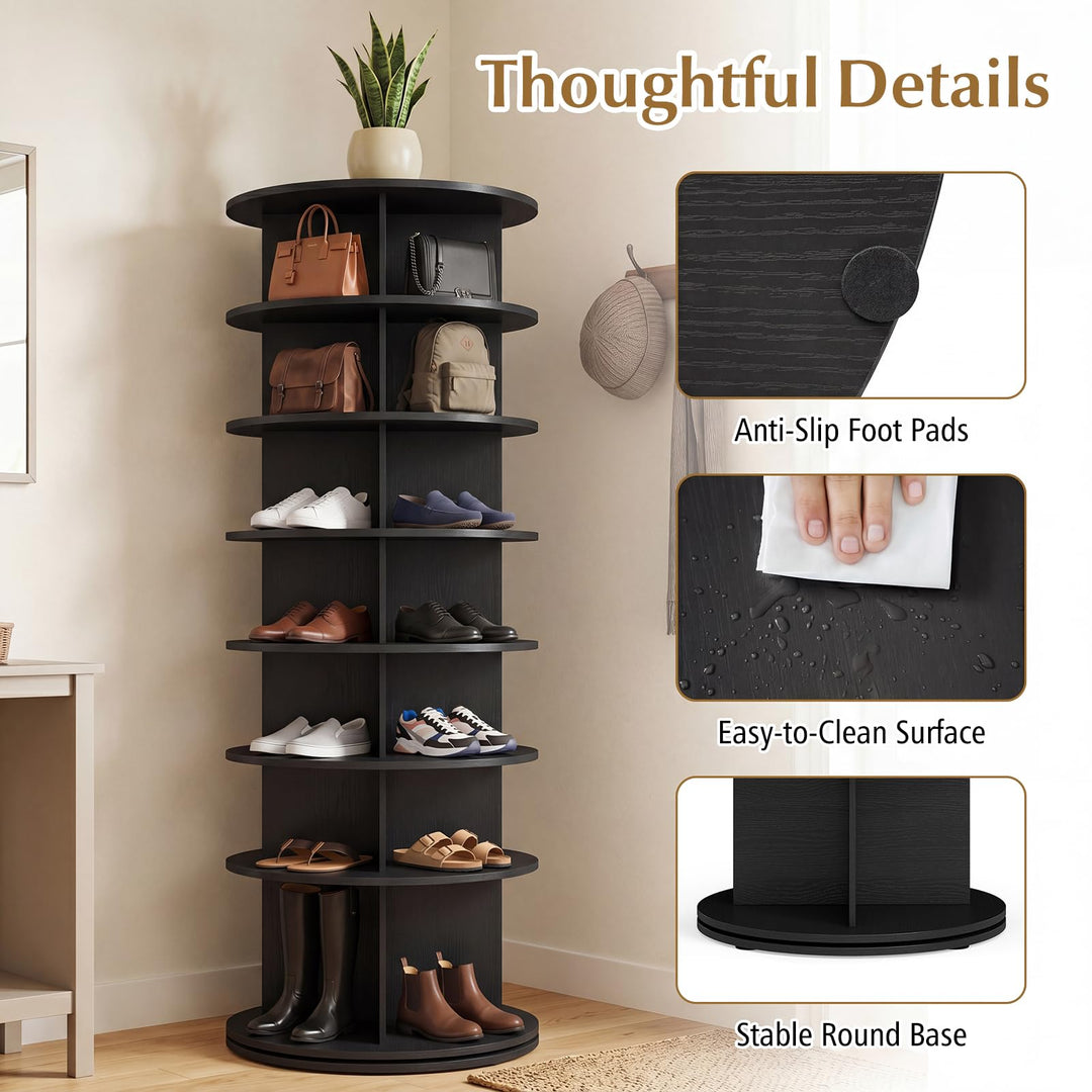 Giantex 7 Tier Rotating Shoe Rack Tower with 28 Cubes